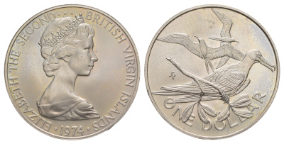 Британские Виргинские острова 1 доллар 1974 KM 6 медно-никель BU 413-3213