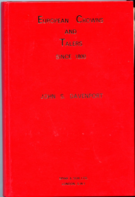 Германия книга "European Crowns and Talers since 1800 by Davenport" 1964 Европейские кроны и талера после 1800 года, 423 страницы, в твердом переплете   бумага   00-01-16-14
