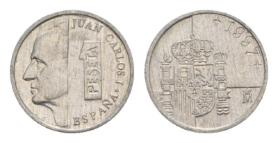 Испания 1 песета 1997 KM 832 алюминий 4632-338
