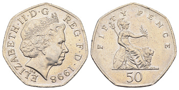 Великобритания 50 пенсов 1998 Елизавета II (1952-2022) KM 991, Spink 4610 (H8) медно-никель 4698-1031