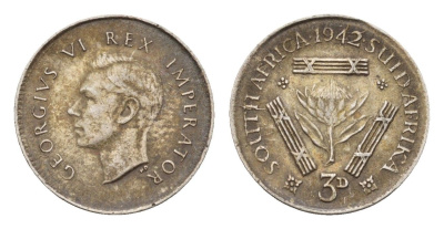 ЮАР 3 пенса 1942 Георг VI (1936-1952) KM 26 серебро 4549-164