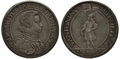 Пьяченца 1 скудо 1629 Одоардо Фарнезе (Герцог Пармский) Dav. 4128 серебро 00-000-00