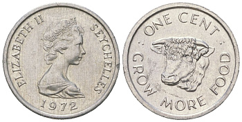Сейшельские острова (Сейшелы) 1 цент 1972 ФАО - Выращивайте больше еды, Елизавета II (1953-1975) KM 17 алюминий aUNC 4618-669