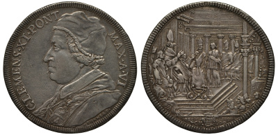 Ватикан 1 пиастр ANN VI (1705/1706) Климент XI. Папская служба в церкви Санта-Мария-Маджоре Dav. 1433, Muntoni 44 серебро 10-005-35