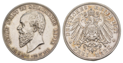 Шаумбург-Липпе 3 марки 1911 KM 55, J. 166 серебро 00-821-39