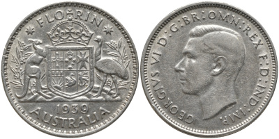 Австралия 1 флорин 1939 Георг VI (1937-1952) KM 40 серебро    4527-1034