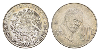 Мексика 20 сентаво 1979 Франциско Индалеси KM 442 медно-никель 4644-655