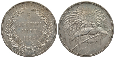 Германская Новая Гвинея 5 марок 1894 А KM 7 серебро 00-000-00