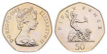 Великобритания 50 пенсов 1982 Елизавета II (1952-2022) KM 932, Spink H3 медно-никель UNC 4634-632