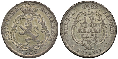 Гессен 1/4 талера 1767 KM 469 серебро 02-205-45