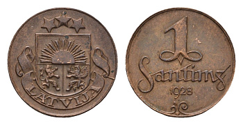Латвия 1 сантим 1928 KM 1 бронза 4655-1017