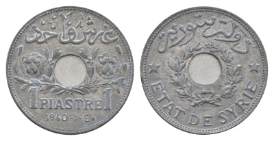 Сирия 1 пиастра 1940 год-тип KM 71a цинк 1516-232