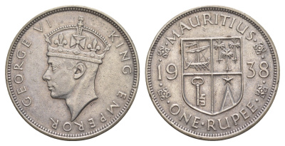 Маврикий 1 рупия 1938 KM 19 серебро 00-903-50