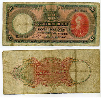 Фиджи 1 фунт 1951 Георг VI Pick 40 f бумага 451-187-1
