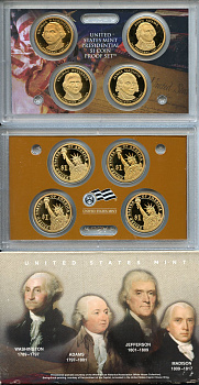 США официальный набор из 4 монет 2007 серия президенты США, первый год KM PS 228   PROOF  8-6-1-20