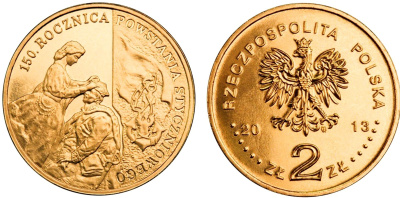 Польша 2 злотых 2013 MW, 150 лет со дня восстания 1863 года KM 852 нордик UNC 4676-937