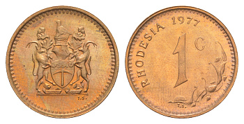 Родезия 1 цент 1977  KM 10 бронза  UNC  M67-06