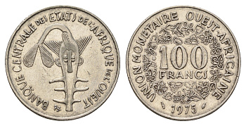 Западная Африка (ВСЕАО) 100 франков 1975 KM 4 никель 4663-1224