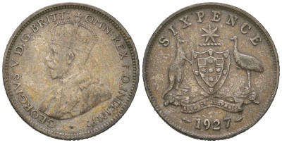 Австралия 6 пенсов 1927 Георг V (1910-1936) KM 25 серебро 71-467