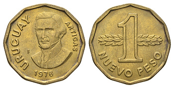 Уругвай 1 новый песо 1976 KM 69 алюминиевая бронза UNC 4667-713