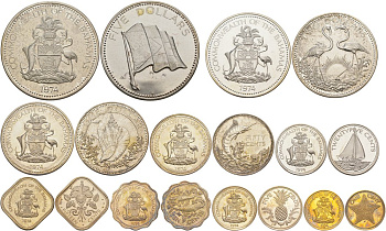 Багамские острова официальный набор из 9 монет 1974 в оригинальной коробке, с сертификатом KM Ps 10 PROOF 3-4-1-54