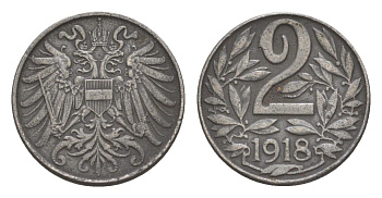 Австрия 2 геллера 1918 Карл I (1916-1918) KM 2824 железо 4639-1032