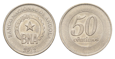 Ангола 50 сентимо 2012 год-тип KM 107 сталь плакированная медно-никелем UNC 112-126