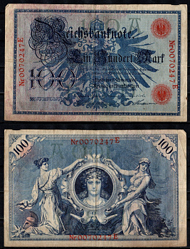 Германия 1000 марок 1910 Pick 44 b(1) бумага 444-71-1-2
