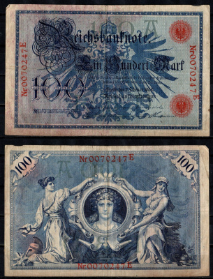 Германия 1000 марок 1910 Pick 44 b(1) бумага 444-71-1-2