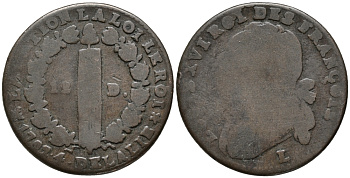 Франция 12 денье 1792 ВВ, Людовик XVI (1774-1793) KM 600.4 (С88.4) бронза 32-915