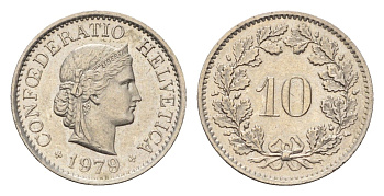 Швейцария 10 раппенов 1979 KM 27 медно-никель 4685-259