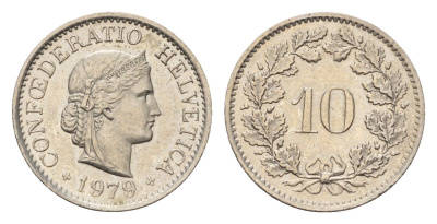 Швейцария 10 раппенов 1979 KM 27 медно-никель 4685-259