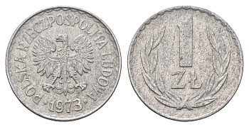 Польша 1 злотый 1973 Y 49.1 алюминий 4637-1145