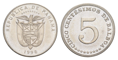 Панама 5 сентесимо 1996 KM 126 медно-никель UNC 4644-116