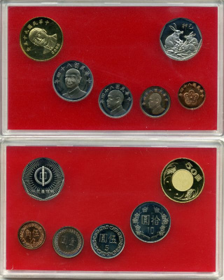 ТАЙВАНЬ НАБОР ИЗ 5 МОНЕТ ПЛЮС ЖЕТОН ГОД ЗАЙЦА 2006 PROOF 00-00