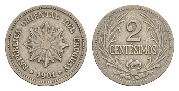 Уругвай 2 сентесимо 1901 KM 20 медно-никель 4649-748