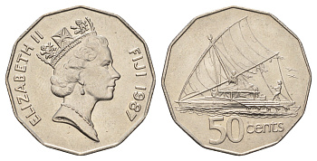 Фиджи 50 центов 1987 KM 54 медно-никель UNC 4127-2011
