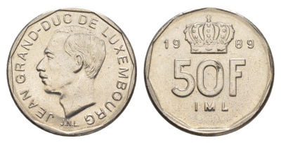Люксембург 50 франков 1989 Герцог Жан (1964-1999) KM 62 никель UNC 4641-1124