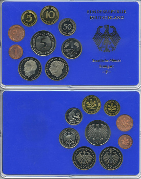 ФРГ набор из 9 монет 1978 F, официальный государственный набор, в пластике    PROOF  3540-3-2