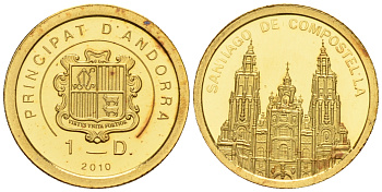 Андорра 1 динер 2010 Сантьяго KM NEW золото PROOF 00-806-09