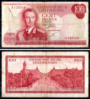 Люксембург 100 франков 1970 Pick 56 a бумага 6312-58-1-1