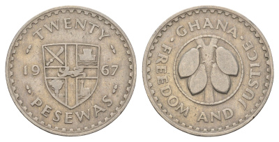 Гана 20 песев 1967 KM 17 медно-никель 4526-523