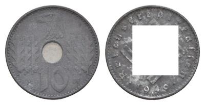 Германия 10 рейхспфеннигов 1940 A, Военные деньги KM 99 цинк 413-1222