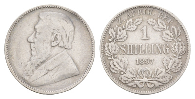 ЮАР 1 шиллинг 1897 ZAR, Трансвааль, Крюгер KM 5 серебро 4654-721