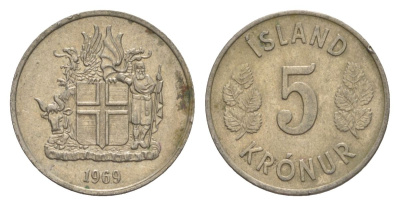 Исландия 5 крон 1969 KM 18 медно-никель 4632-962