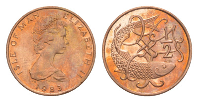 Остров Мэн 1/2 пенни 1983 Елизавета II (1952-2022) KM 58 бронза UNC 4647-145