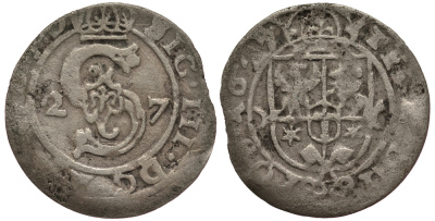 Рига 1 тернар 1627 Сигизмунд III (1587-1632), вес 0,38 гр. KM 12 серебро 1524-842