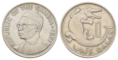 Гамбия 1 даласи 1971 год-тип KM 13 медно-никель 4667-526
