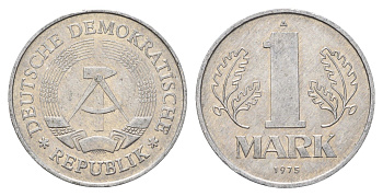 ГДР 1 марка 1975 KM 35.2 алюминий 4641-1137