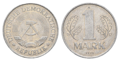 ГДР 1 марка 1975 KM 35.2 алюминий 4641-1137